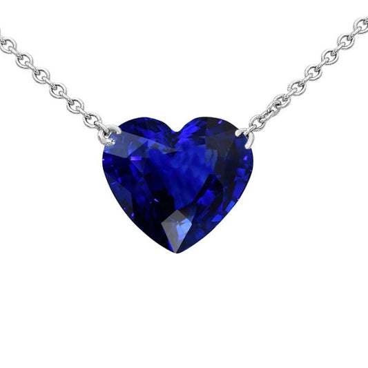 Solitaire Pendant Heart Dark Blue Sapphire Necklace 3.50 Carats - Gemstone Pendant-harrychadent.ca