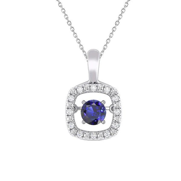 Round Blue Sapphire & Diamond Halo Pendant 14K Gold 1.75 Carats - Gemstone Pendant-harrychadent.ca