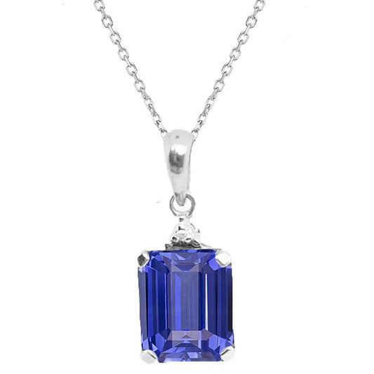 Solitaire Pendant Emerald Sri Lankan Sapphire With Chain 2.50 Carats - Gemstone Pendant-harrychadent.ca