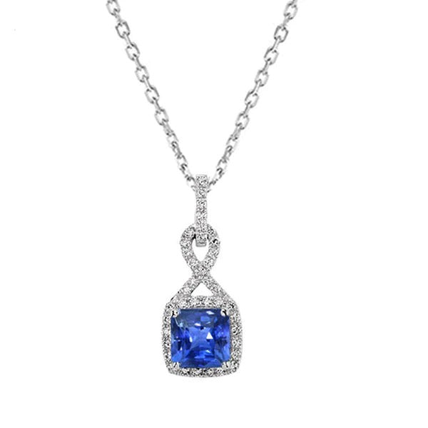 Halo Cushion Sapphire Pendant & Diamond Infinity Style 2.25 Carats - Gemstone Pendant-harrychadent.ca