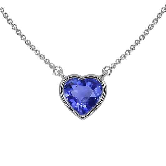 Heart Gemstone Solitaire Pendant Bezel Dog Ear Necklace 2 Carats - Gemstone Pendant-harrychadent.ca