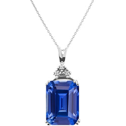 Natural Earth Mined Diamond Emerald Ceylon Sapphire Pendant Double Prong Set 2.75 Carats