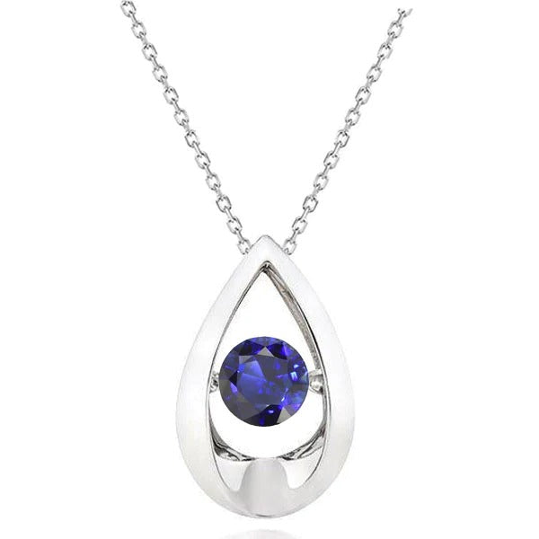 Solitaire Pendant Round Sri Lanka Sapphire With Chain Jewelry 1 Carat - Gemstone Pendant-harrychadent.ca