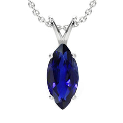 Marquise Sri Lanka Sapphire Solitaire Gemstone Pendant V Bail 3 Carats