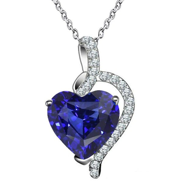 Gemstone Heart Pendant & Diamond Twisted Style Jewelry 4.75 Carats - Gemstone Pendant-harrychadent.ca