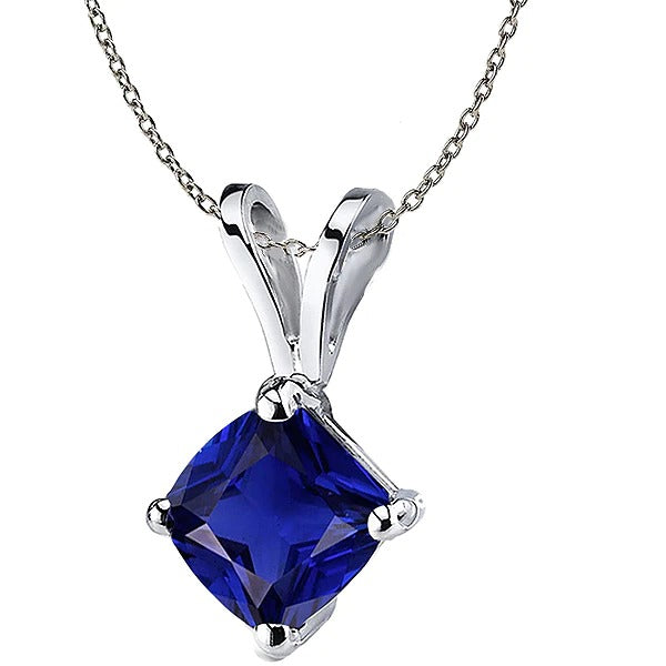 Cushion Sri Lankan Sapphire Solitaire Pendant 4 Prong Set 3.50 Carats - Gemstone Pendant-harrychadent.ca