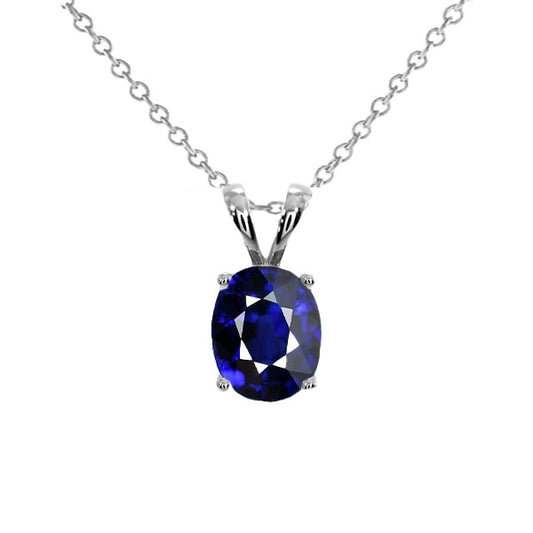 Solitaire Pendant Oval Gemstone With Double Bail Necklace 2 Carats - Gemstone Pendant-harrychadent.ca