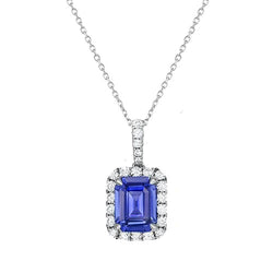Natural Earth Mined Diamond Halo Emerald Ceylon Sapphire Pendant Gold Jewelry 1.75 Carats