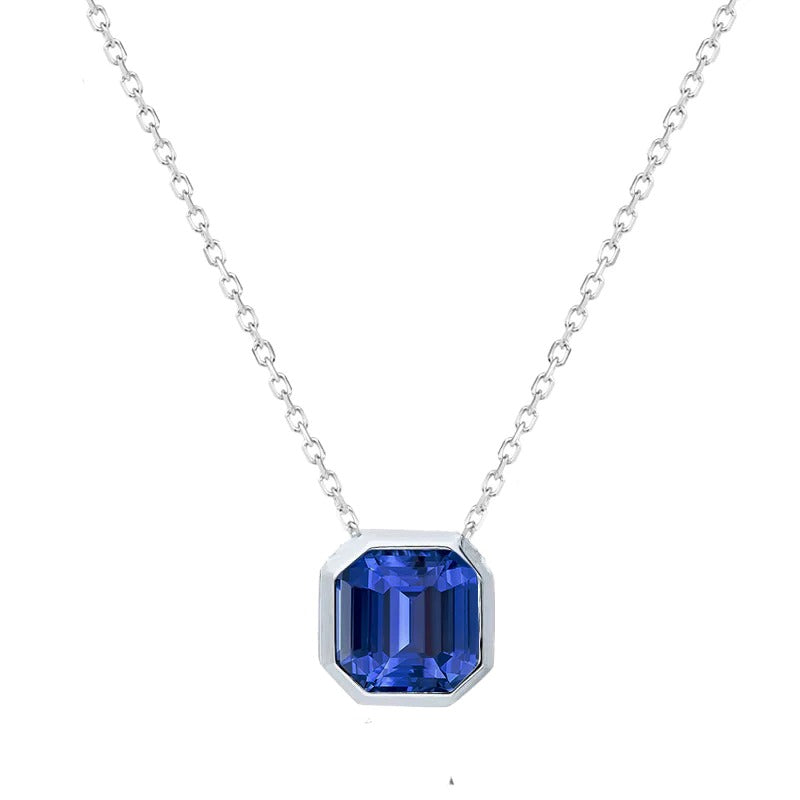 Solitaire Pendant Emerald Sri Lanka Sapphire Bezel Set 2 Carats - Gemstone Pendant-harrychadent.ca