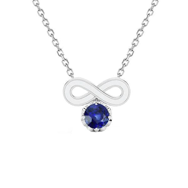 Round Blue Sapphire Solitaire Pendant Necklace Infinity Style 1 Carat - Gemstone Pendant-harrychadent.ca