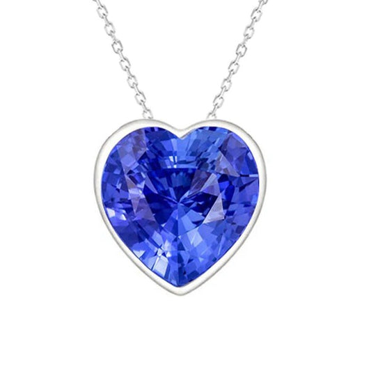 Heart Light Blue Sapphire Solitaire Pendant Bezel Set 4.50 Carats - Gemstone Pendant-harrychadent.ca