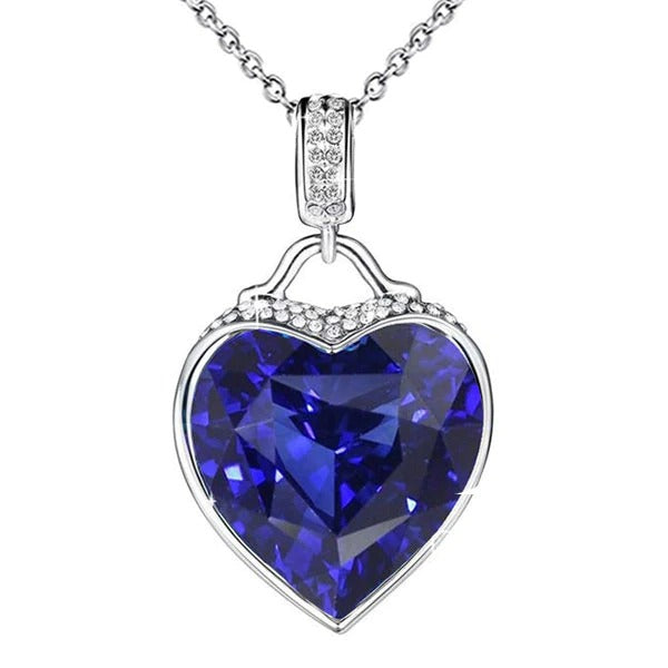 Fancy Pendant Heart Sri Lankan Sapphire & Diamond Bezel Set 4.75 Carats - Gemstone Pendant-harrychadent.ca