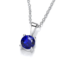 Solitaire Round Sri Lankan Sapphire Slide Pendant Basket Set 2 Carats