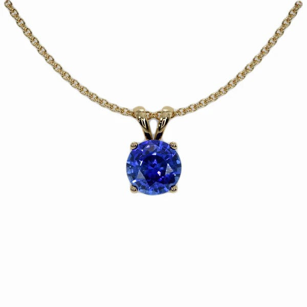 Solitaire Round Sri Lankan Sapphire Pendant Slide Gold 1.50 Carats - Gemstone Pendant-harrychadent.ca