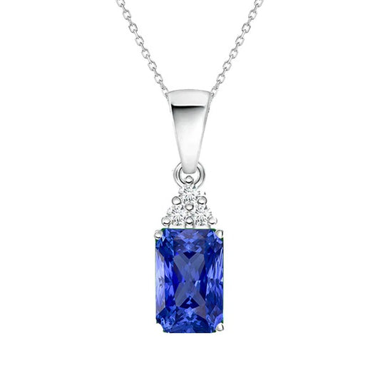 Ladies Fancy Pendant Radiant Sri Lankan Sapphire & Diamond 1.75 Carats - Gemstone Pendant-harrychadent.ca