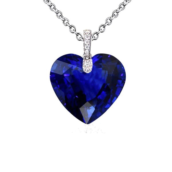 4.25 Carats Heart Ceylon Sapphire & Diamond Pendant Gold Jewelry - Gemstone Pendant-harrychadent.ca