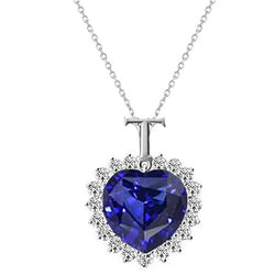 Halo Heart Sapphire & Natural Earth Mined Diamond Letter Pendant Star Style 4.25 Carats