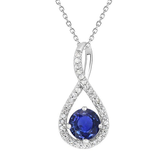 Diamond Round Ceylon Sapphire Pendant Infinity Style 2.25 Carats - Gemstone Pendant-harrychadent.ca