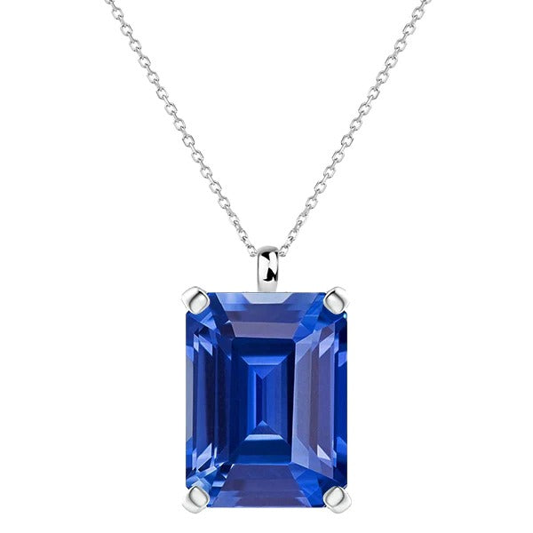 Solitaire Pendant Emerald Ceylon Sapphire Women’s Jewelry 3.50 Carats - Gemstone Pendant-harrychadent.ca