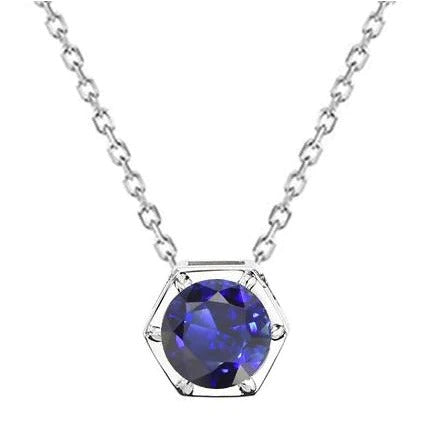 14K Gold Solitaire Round Gemstone Pendant Basket Set 1 Carat Jewelry - Gemstone Pendant-harrychadent.ca