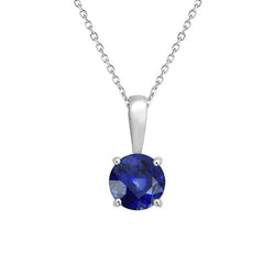 Solitaire Round Sri Lankan Sapphire Pendant With Bail Necklace 1.50 Carat