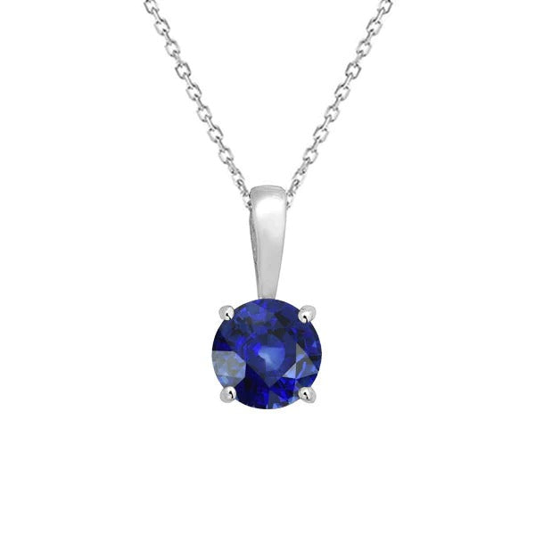 Solitaire Round Sri Lankan Sapphire Pendant With Bail Necklace 1.50 Carat - Gemstone Pendant-harrychadent.ca