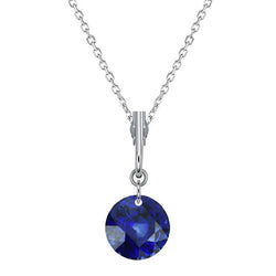 Women’s Solitaire Pendant Round Ceylon Sapphire With Bail 1.50 Carats