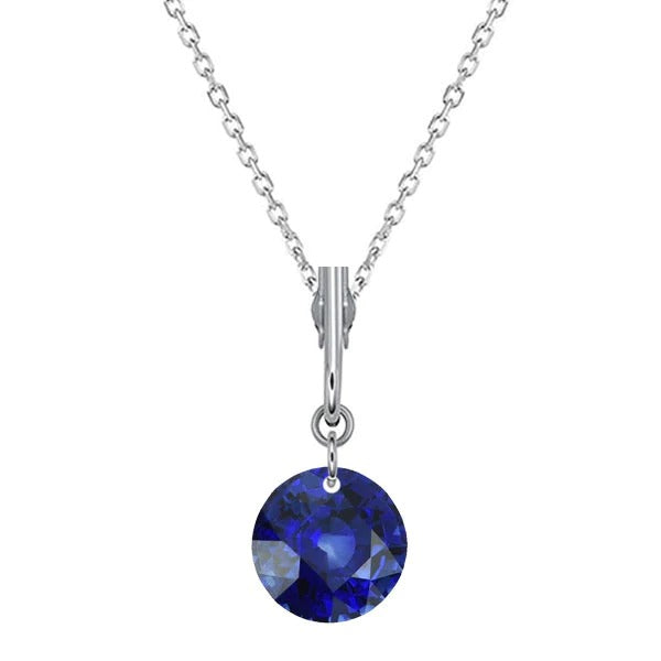 Women’s Solitaire Pendant Round Ceylon Sapphire With Bail 1.50 Carats - Gemstone Pendant-harrychadent.ca