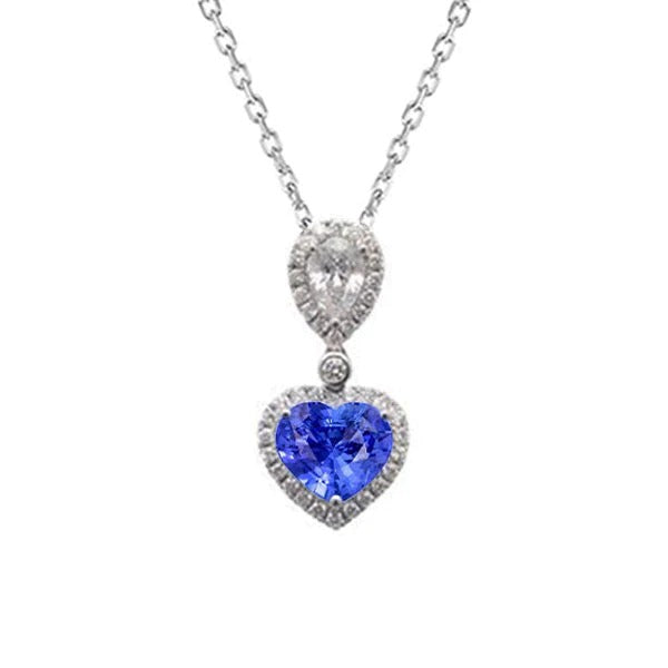 Halo Heart Gemstone Pendant Round & Pear Diamond Jewelry 3 Carats - Gemstone Pendant-harrychadent.ca