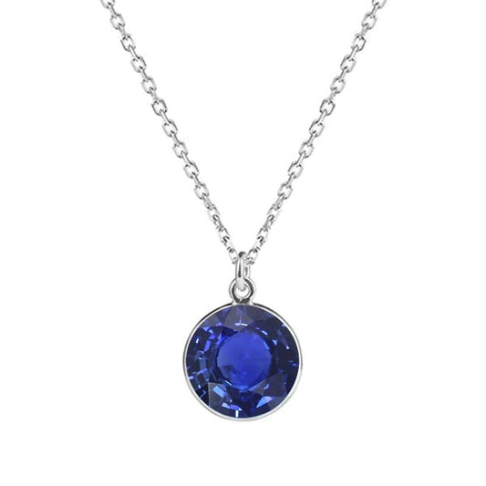 Round Blue Sapphire Solitaire Pendant With Bail Necklace 2 Carats - Gemstone Pendant-harrychadent.ca