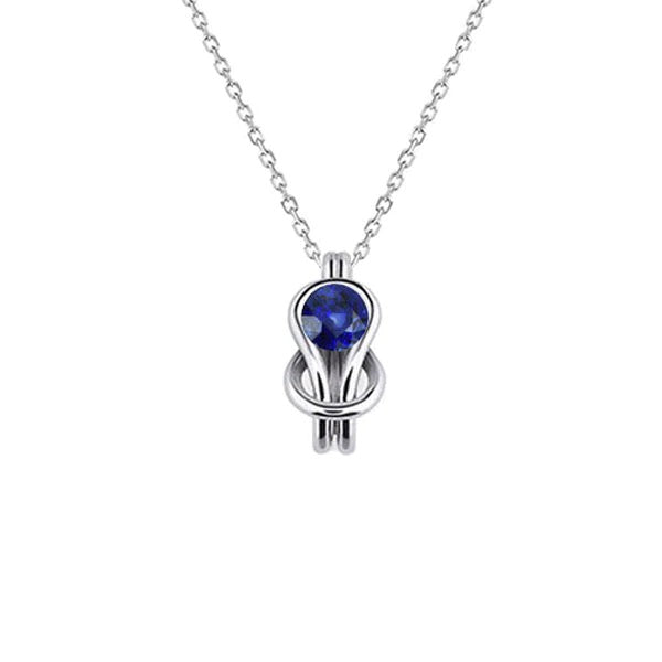 Round Blue Sapphire Solitaire Pendant Twisted Style 0.50 Carats - Gemstone Pendant-harrychadent.ca