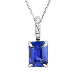 Emerald Sapphire & Natural Earth Mined Diamond Women’s Pendant 4 Prong Set 3.25 Carats