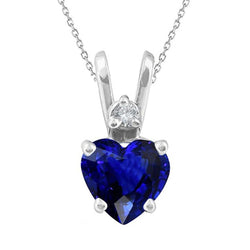 Heart Ceylon Sapphire & Natural Earth Mined Diamond Lady’s Pendant 2 Stones 3.50 Carats