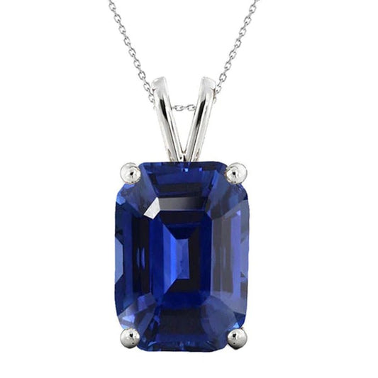 Solitaire Emerald Dark Blue Sapphire Pendant Gold Bail 5 Carats - Gemstone Pendant-harrychadent.ca