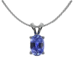 Solitaire Pendant Oval Gemstone Ladies Jewelry 2 Carats 14K White Gold