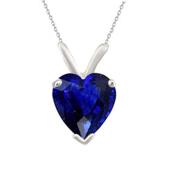 V Prong Solitaire Pendant Heart Sri Lankan Sapphire Necklace 3.50 Carats