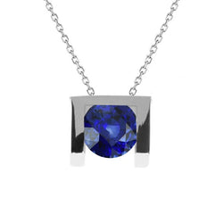 Solitaire Gemstone Pendant Necklace 14K Gold Women’s Jewelry 2 Carats
