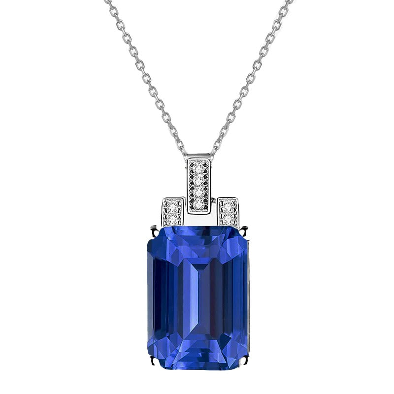 Emerald Ceylon Sapphire & Round Diamond Pendant Necklace 4.75 Carats - Gemstone Pendant-harrychadent.ca