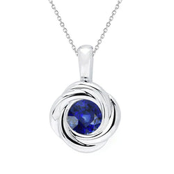 Round Sri Lankan Sapphire Solitaire Pendant White Gold 1.50 Carats