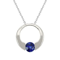 Solitaire Pendant Round Ceylon Sapphire Necklace Jewelry 1 Carat Gold