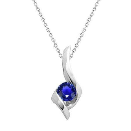 Solitaire Round Sapphire Pendant Necklace Twisted Style 0.50 Carats - Gemstone Pendant-harrychadent.ca