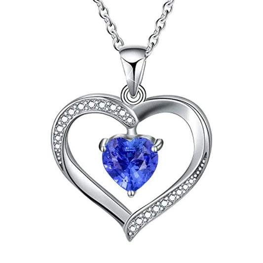 Heart Light Blue Sapphire & Diamond Pendant 14K Gold 2.50 Carats - Gemstone Pendant-harrychadent.ca