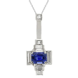 Fancy Pendant Gemstone & Baguette Natural Earth Mined Diamond 3.25 Carats Ladies Jewelry