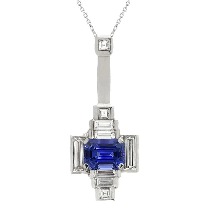 Fancy Pendant Gemstone & Baguette Diamond 3.25 Carats Ladies Jewelry - Gemstone Pendant-harrychadent.ca