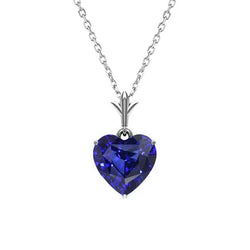 14K Gold Solitaire Pendant Heart Sri Lankan Sapphire Necklace 2 Carats