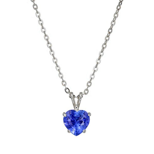 Solitaire Heart Light Blue Sapphire Ladies Pendant With Chain 1 Carat - Gemstone Pendant-harrychadent.ca