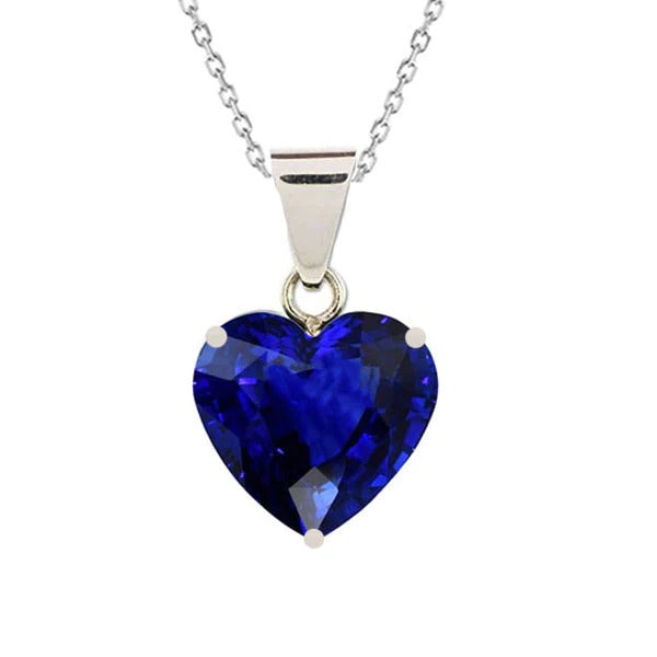Solitaire Heart Sri Lankan Sapphire Pendant Necklace 3 Carats Gold - Gemstone Pendant-harrychadent.ca