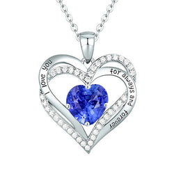 Blue Sapphire Natural Earth Mined Diamond Open Heart Love Pendant Necklace 3.50 Carats