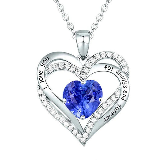 Blue Sapphire Diamond Open Heart Love Pendant Necklace 3.50 Carats - Gemstone Pendant-harrychadent.ca