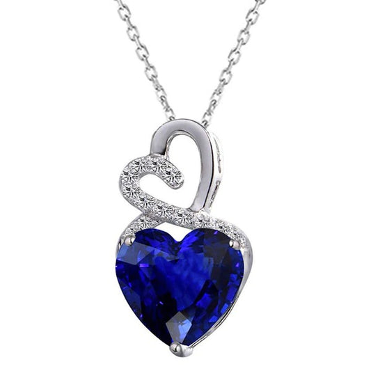 Fancy Heart Gemstone Diamond Pendant With Chain 14K Gold 3.50 Carats - Gemstone Pendant-harrychadent.ca